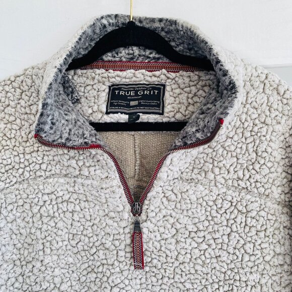 True Grit Women's Medium Quarter Zip Sherpa Pullover Fleece Sweater in Cream - Picture 3 of 9